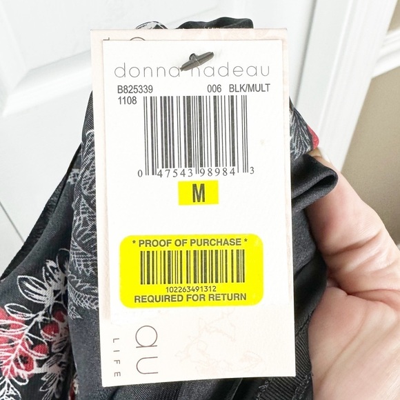 Donna Nadeau Black V Neck Asian Dark Floral Silky Nightgown - Picture 9 of 12